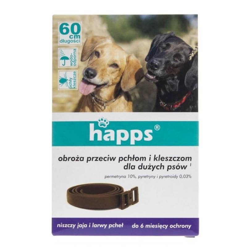 Happs Obroża przeciw pchłom i kleszczom dla dużych psa 60 cm