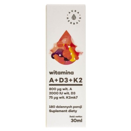 Aura Herbals Witamina A + D3 (2000IU) + K2mk7 - 30 ml
